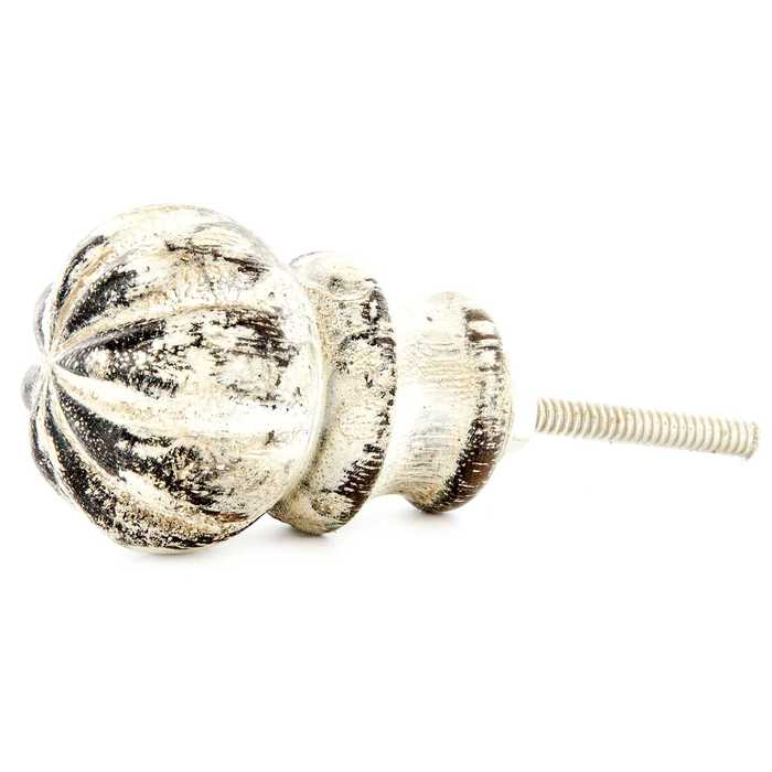 Distressed White Carved Round Wood Knob Hobby Lobby 388801